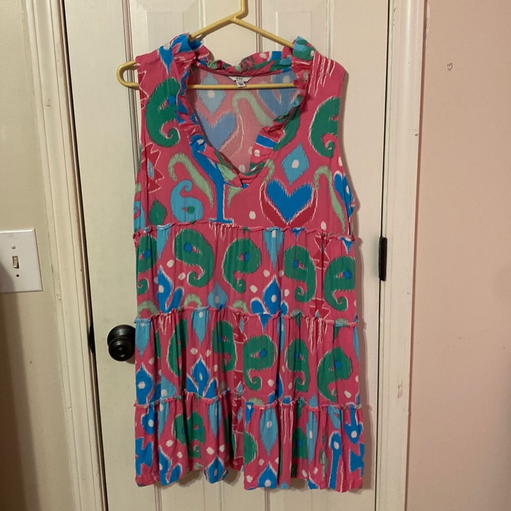 Crown And Ivy Petite XL Pink Green and Blue Dress